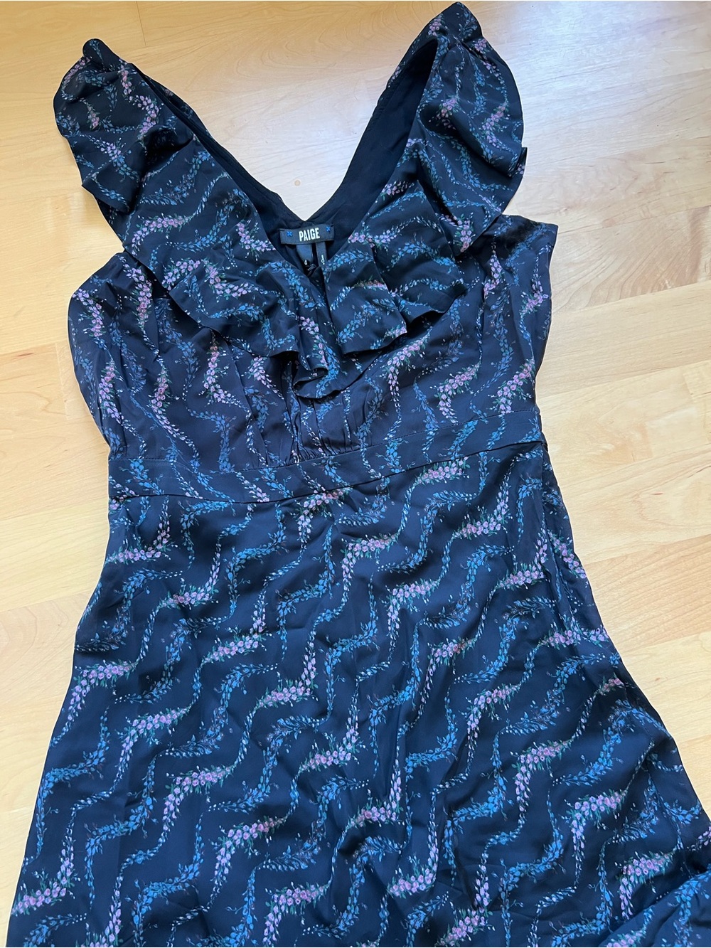 PAIGE Black Viscose Midi Dress